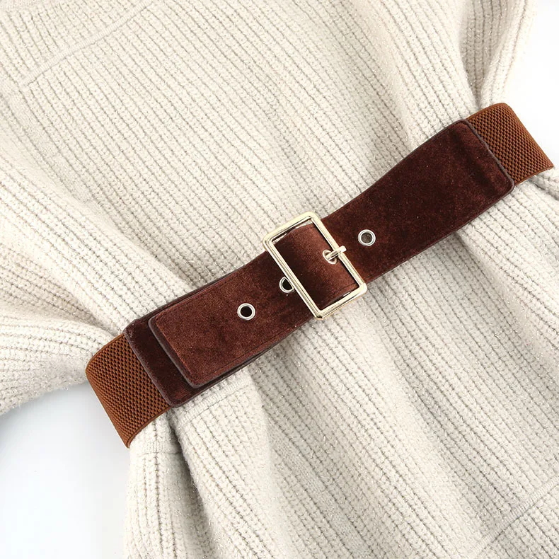 Suede Belts Women\'s Autumn Winter Coat Belts Strong Color Wild Style Waist Band Pin Buckle Wrapped Flannel Vintage Belts