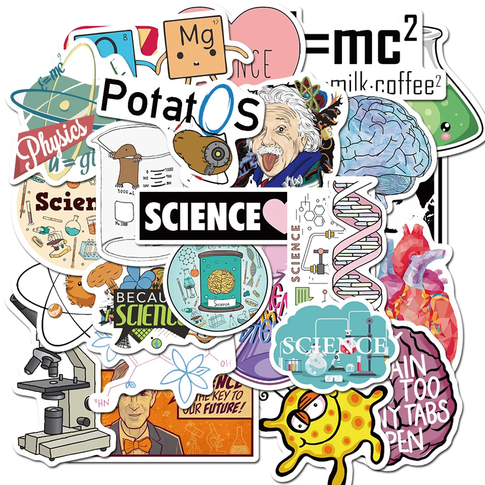 10/30/50PCS Science Lab Stickers Class Back to School Waterproof Sticker for Student to Stationery Laptop Bike Decal Sticker Toy