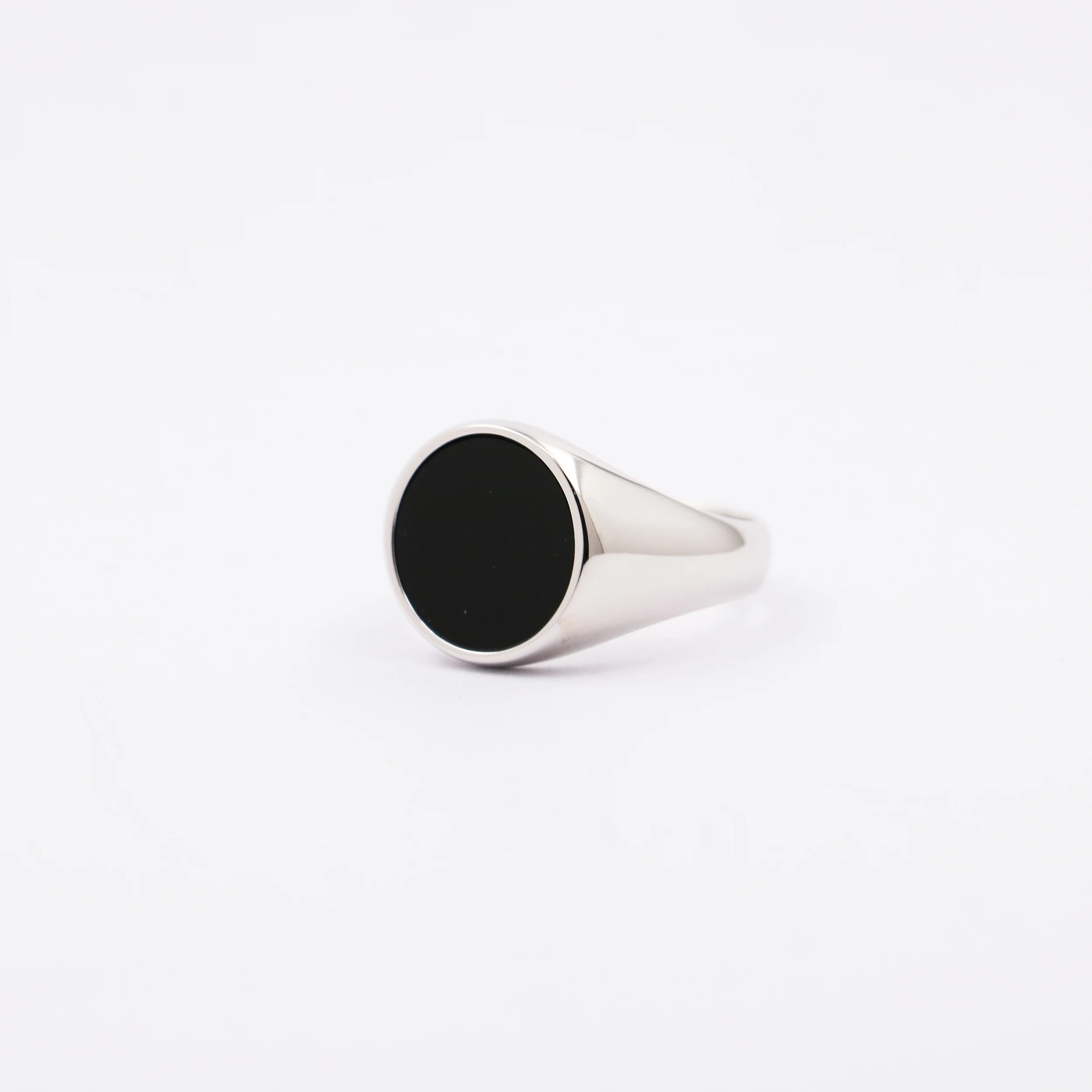 

Genuine 925 Sterling Silver Onyx Round Pinky signet ring