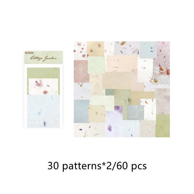 60pcs Cottage Garden Hand Account Material Paper Retro Nostalgic Bullet Journaling Accessories Scrapbooking DIY Background Paper