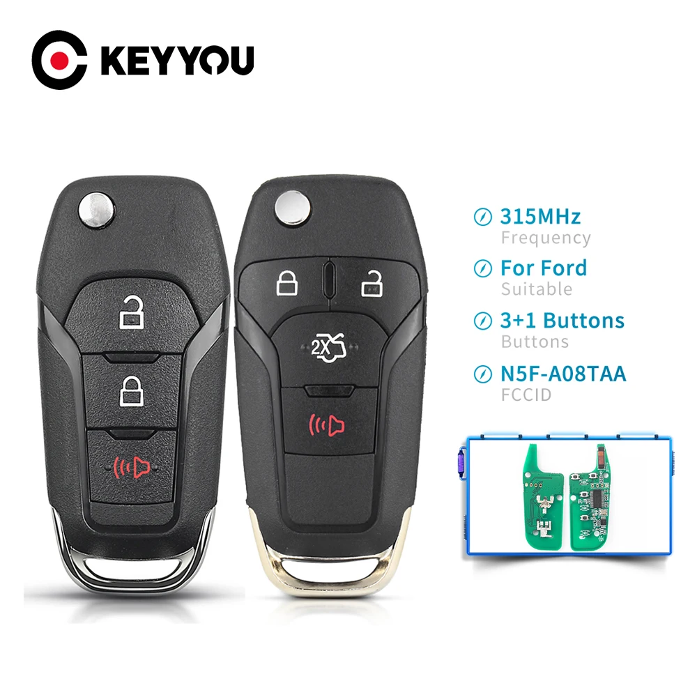 

KEYYOU Remote Car Key Keyless Entry 315MHz ID49 Chip Hitag Pro for Ford Fusion 2013-2015 N5F-A08TAA 3/4 Buttons