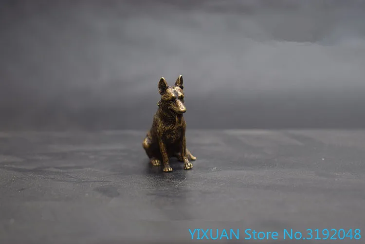 Pure copper solid ornament small bronze ware small wolf dog earth dog bronze carving tea pet fortune keeping dog