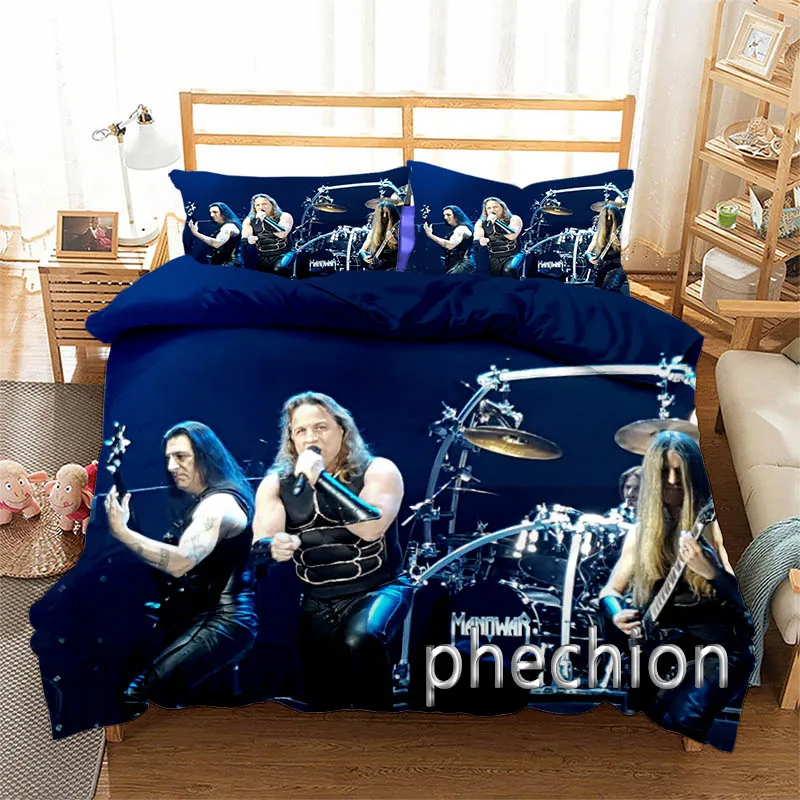 Phechion Manowar Band 3D Printed Cover Set Twin Full Queen King Size Bedding Set Bed Linens Bedclothes for Young K160