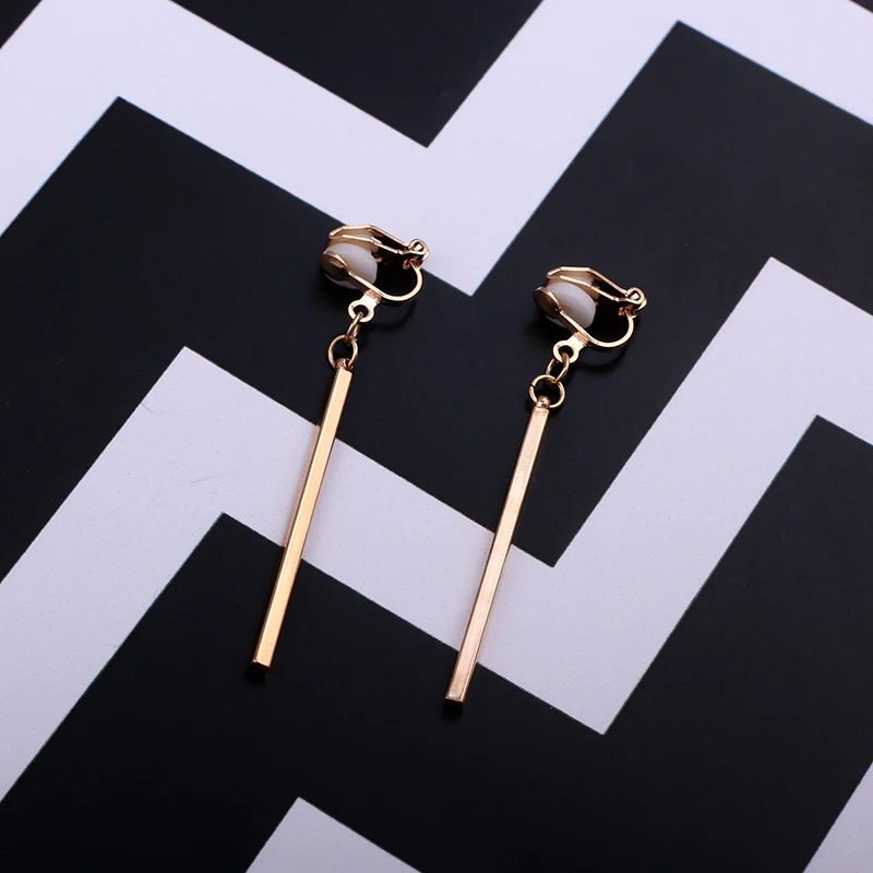 Women's Gold Plated Geometric Big Round Clip Earrings