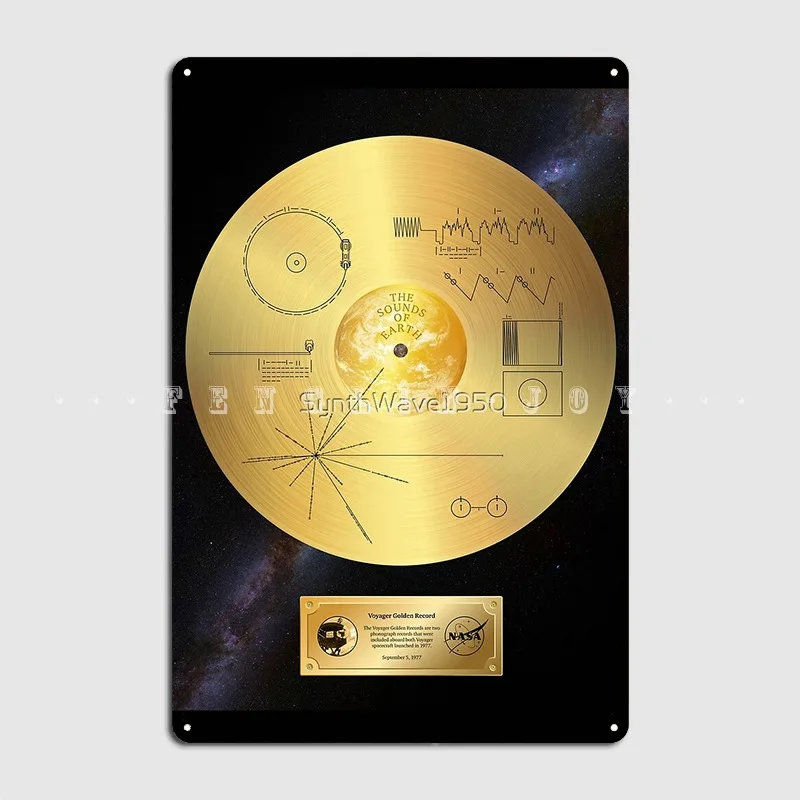 Voyager 1 Golden Record Poster Metal Plaque Cinema Living Room Kitchen Decoration Plaques Tin Sign Posters