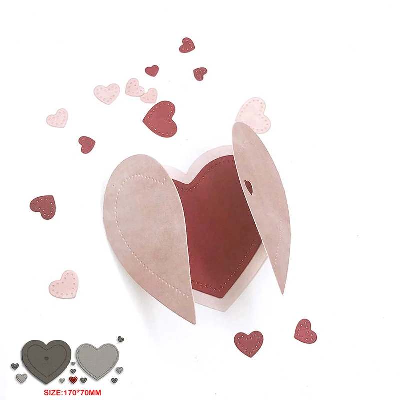 New Arrival Metal Heart Box Cutting Dies for 2024 DIY Scrapbooking Stencils Embossing Photo Album Card Making Paper Crafts