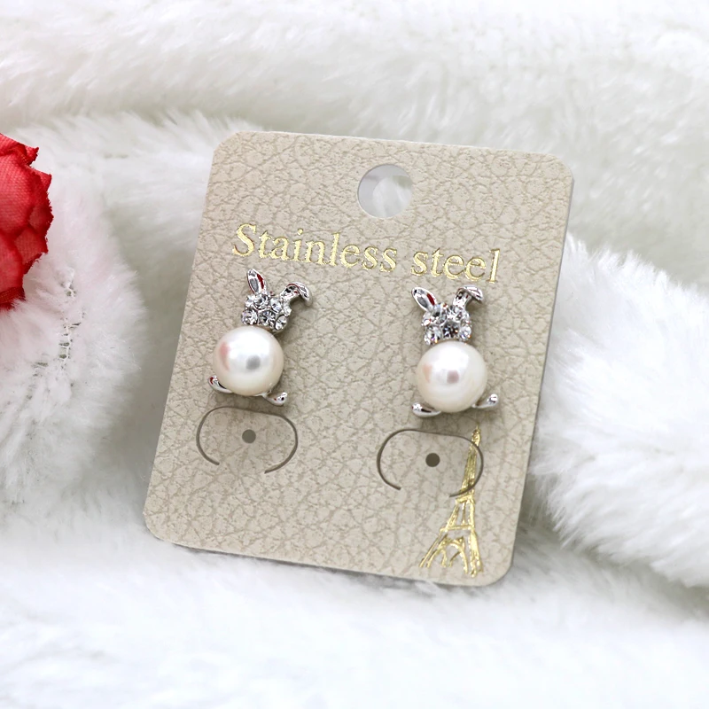 Wholesale 100pcs/lot Paper PVC Earrings Display Cards Holder Plastic Hook Cards Jewelry Stand Price Tags DIY Showcase Sets