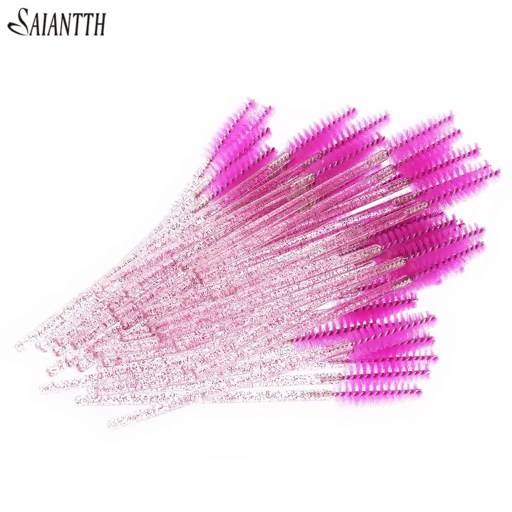 SAIANTTH 50pcs/lot Eyelash brush crystal Particle makeup brushes eyeliner lip beauty tools eyes cosmetic eyelashes portable