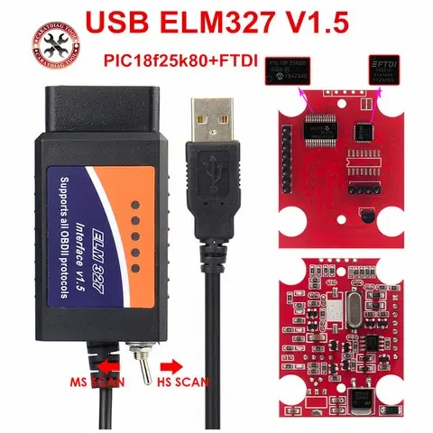 2021 Original ELM327 USB FTDI PIC18F25K80 with switch code Scanner HS CAN and MS CAN Super Mini Elm327 obd2 V1.5 Bluetooth