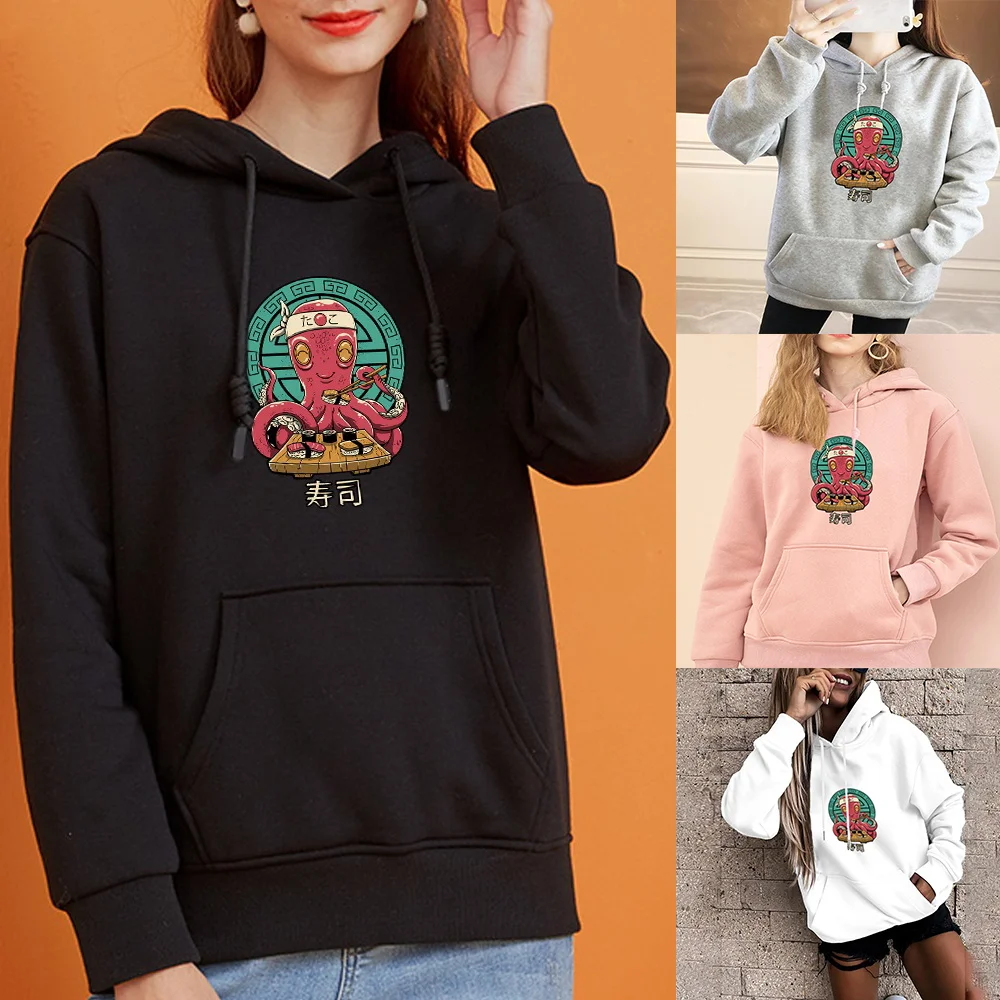 

Hoodie Women's Casual Long Sleeve Pullover Monster Print Top Oversized Loose Pocket Harajuku Sweatshirt Girls Casual Pullover