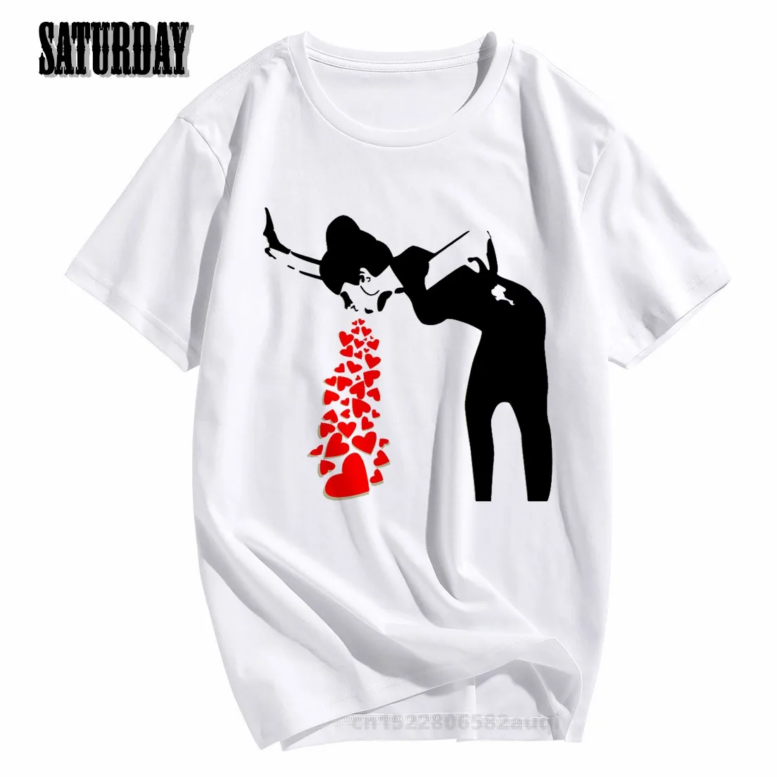 Men Flower Thrower Banksy Panda Guns Urban Art T-shirt Women Summer Unisex Short Sleeves O-Neck Hipster T-shirt Casual Clothes