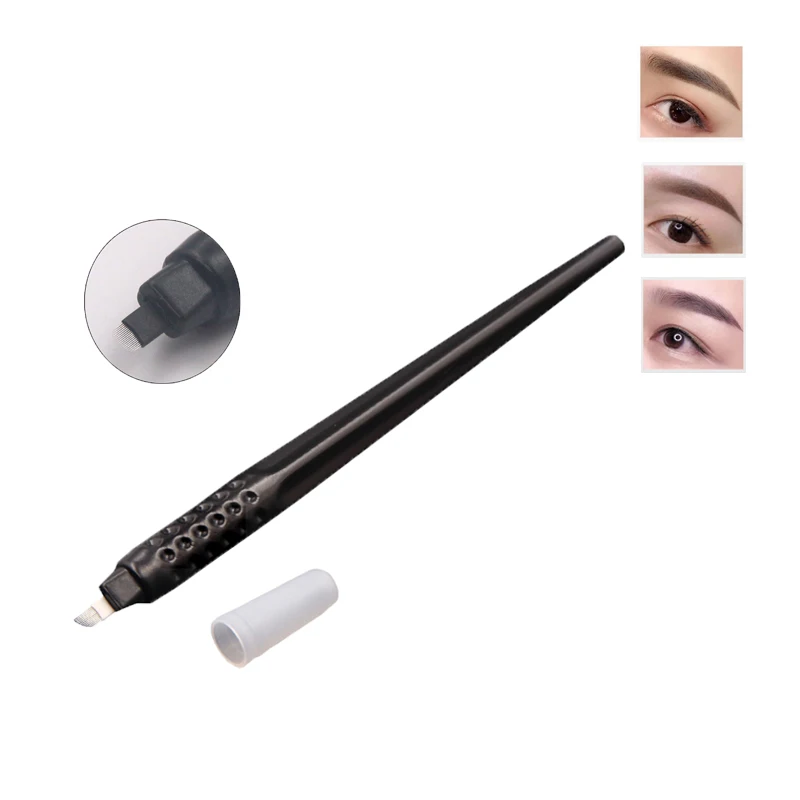 

Permanent Makeup Embroidered Eyebrow Tattoo Manual Pen 18U 0.15mm 0.18mm Disposable Microblading Pen With Cap Supplies 10pcs