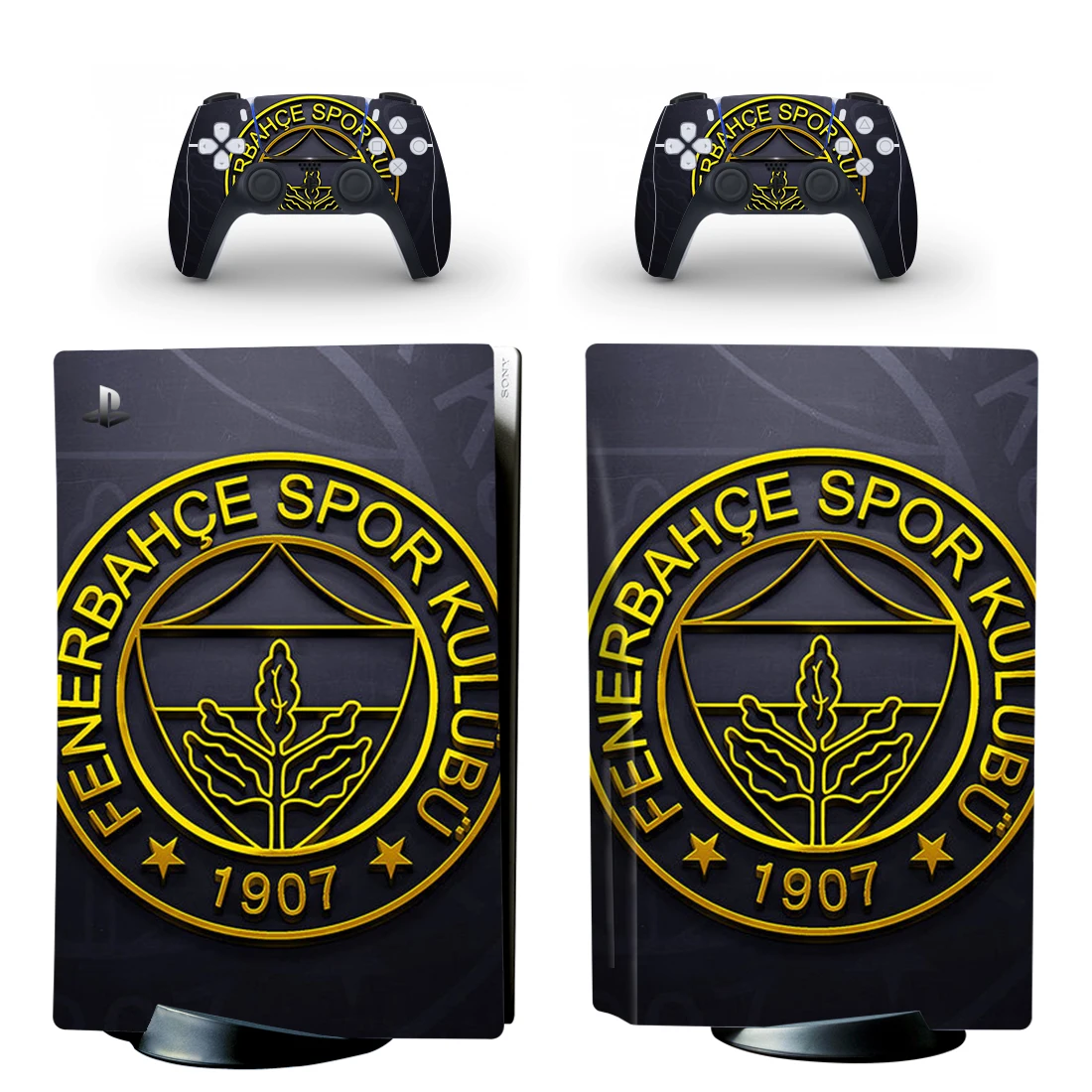 غطاء لاصق على شكل قرص قياسي من Fenerbahce PS5 لوحدة تحكم PlayStation 5 و2 وحدة تحكم PS5 Disk Skin Vinyl