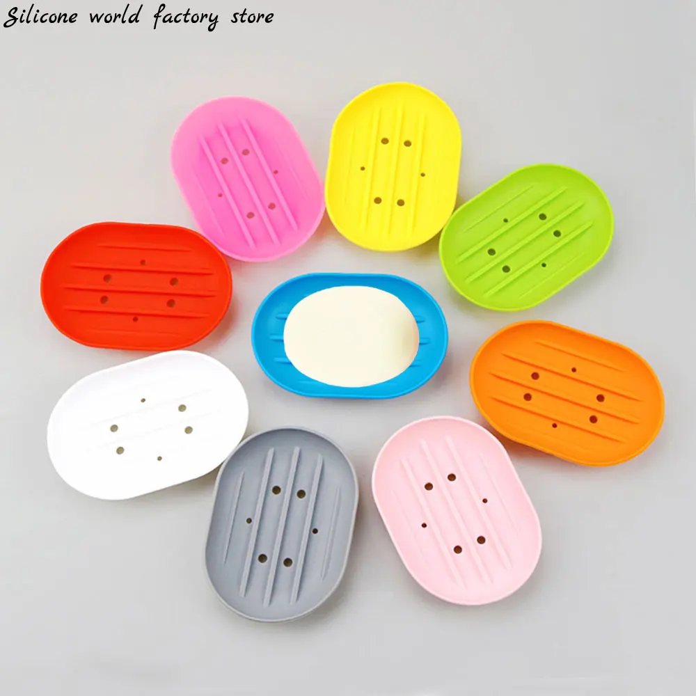 Silicone world Bathroom Dish Plate Case Home Shower Travel Hiking Holder Container Soap Box Soap Rack Flexible Soap Dish