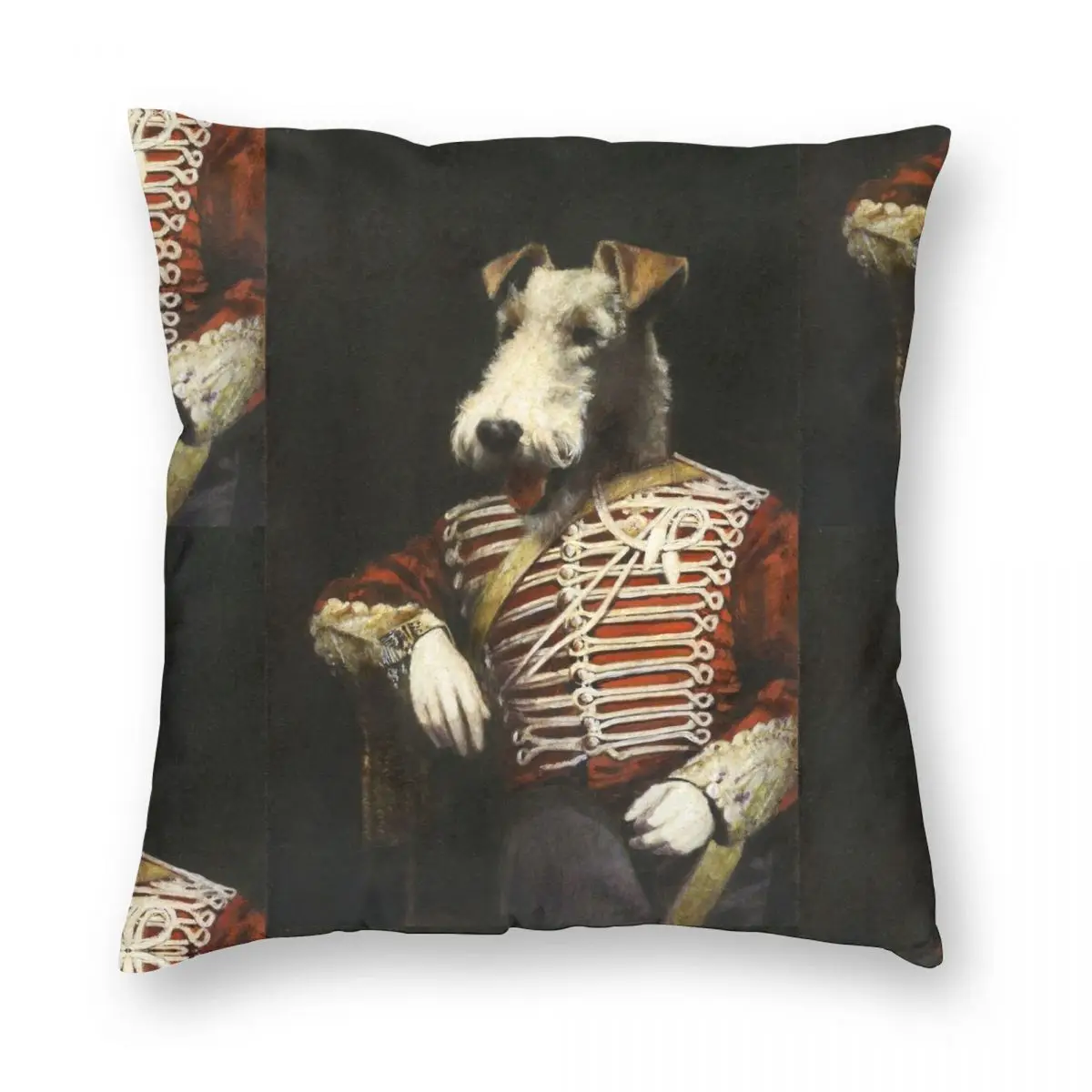 Victorian Fox Terrier In Uniform Pillowcase Polyester Linen Velvet Pattern Zip Decorative Sofa Seater Cushion Case 45x45