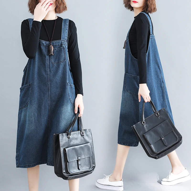 Vestido jeans com correias de mulher, jeans azul solto, colete feminino, roupa de mulher, primavera, verão, novo, 2022