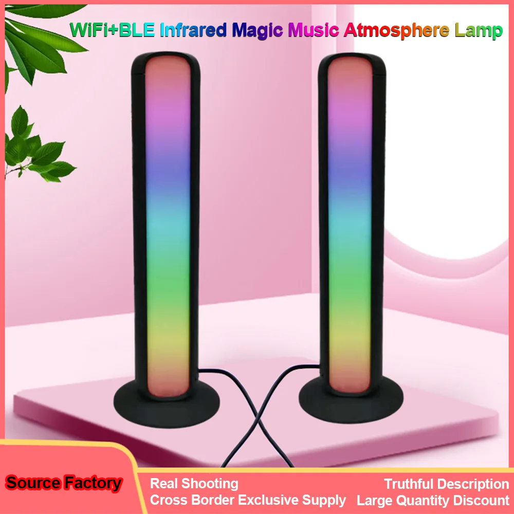 

2pcs Colorful Atmosphere Play Light Bar Wifi+Ble Magic Music Sound Control Light RGBW LED Novelty Lighting Mood Lights 3D Lamp