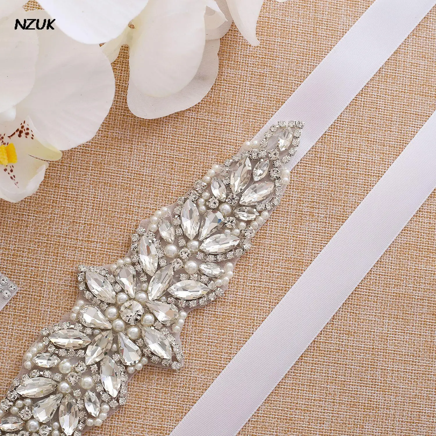 NZUK-Cinturón de novia con adornos de diamantes de imitación para mujer, cinturón de boda ostentoso, para vestidos de dama de honor, Beltceinture mariage