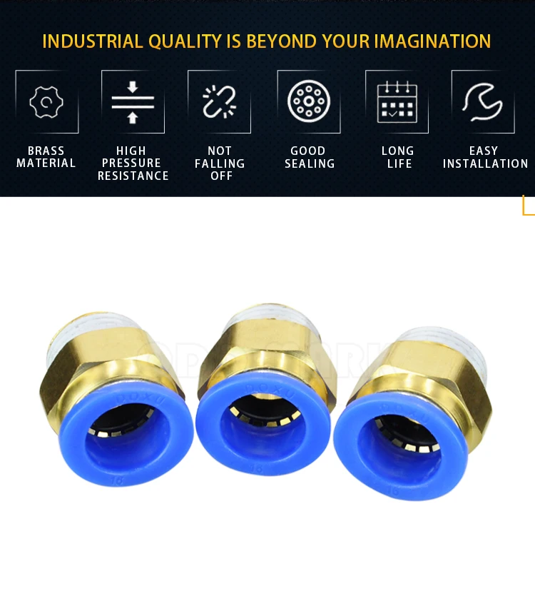 HOCHWERTIGE 10er-Packung BSPT PC16-04, 16mm auf 1/2' Pneumatik-Steckverbinder, gerade, männlich, One-Touch-Fittings – Detail 2