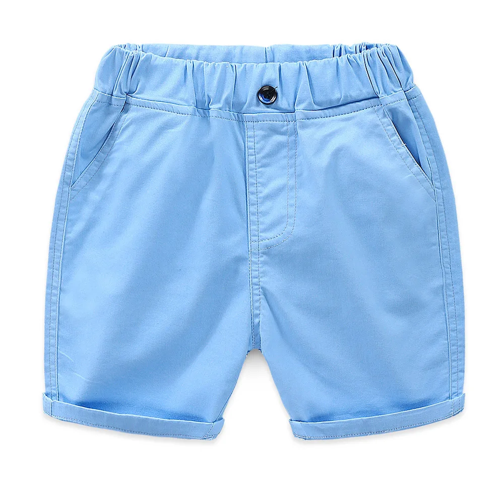 DE PEACH New Kids Boys Casual Shorts Summer Solid Color Cotton Baby Girls Loose Beach Shorts Pants Children Clothes 2-8Years