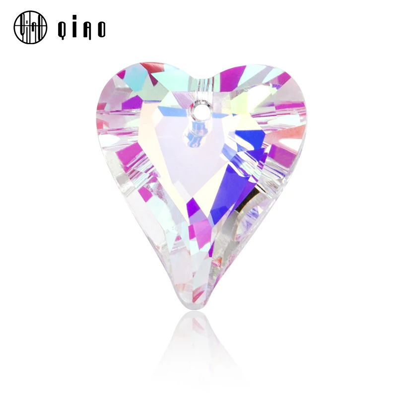 27mm 8pcs/pack crystal Wild Heart Pendant Austria glass heart shape beads rhinestone for Jewelry making Necklaces Earrings DIY