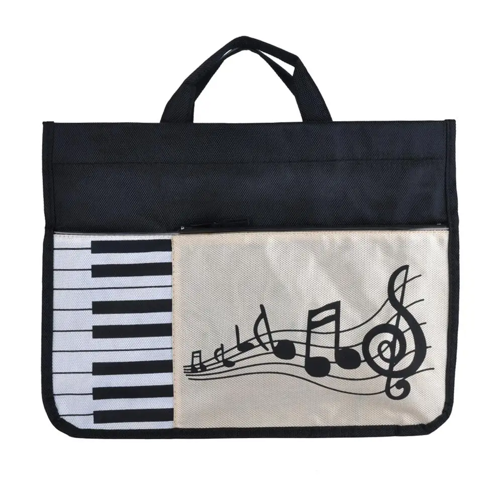 Piano Keys Music Tote Bag Waterproof Oxford Cloth Handbag Shoulder Bag Large Capacity Piano Keys Organizer