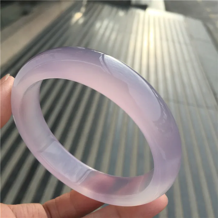 

zheru jewelry natural agate chalcedony light purple 54-64mm bracelet elegant princess jewelry best gift