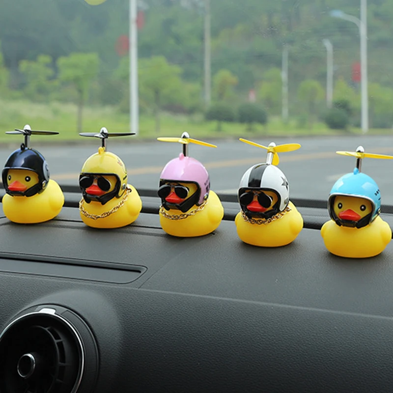 Decoration Duck in the Car with Helmet Ornament Duckling In the car Cycling Internior Accessories Auto Dashboard Duck Toys