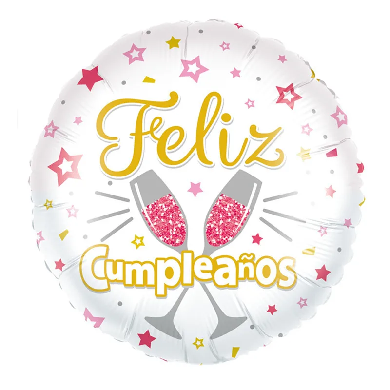 10 Stück 18 Zoll Neue Spanische Ballons Feliz Cumpleaños Ballons Globo Happy Birthday Deko Roségold Runde Helium-Folienballons – Detail 7