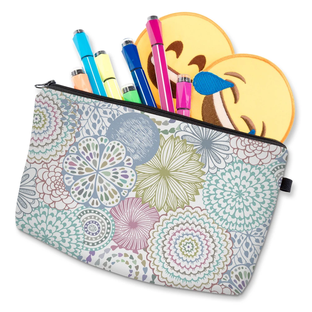 Deanfun Colorful Mandala Flower Printing Soft Cosmetic Bag Waterproof Purse Makeup Bag For Women Makeup Travel Bags Custom 51561