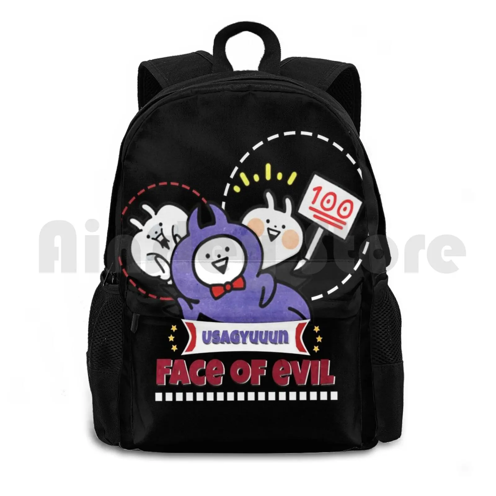 

Usagyuuun-Face Of Evil Outdoor Hiking Backpack Riding Climbing Sports Bag Cartoon Messenger Anime Sleeve Japan Funny
