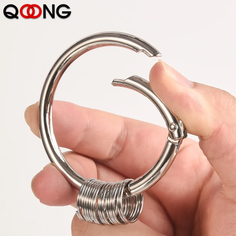 6cm Large Diameter Spring Opening Keyring Creative Key Chain DIY Practical Multi Purpose Keychains 1 Big Ring+9 Small Rings Q25