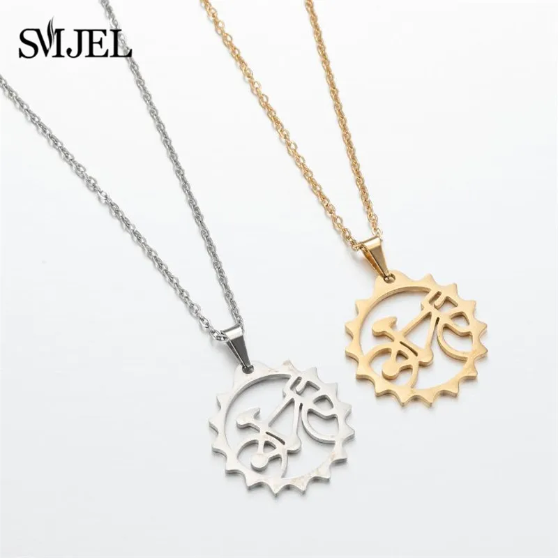 Classic Punk Cute Bike Cycling Bicycle Charms Stainless Steel Necklace Fashion Design Jewelry for Women Men Birthday Gifts