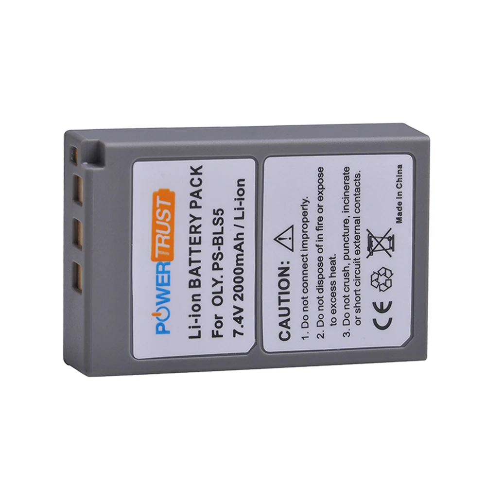 2000mAh PS-BLS5 BLS-5 BLS-50 Battery/ Charger for Olympus PEN E-PL2/PL5/PL6/PL7,E-PM2,OM-D E-M10/M10 II,Stylus1,E-M10 Mark III S