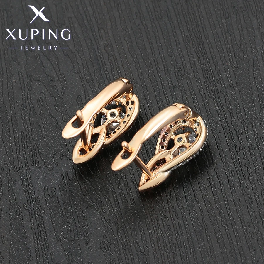 Xuping Jewelry Round Stone Copper Alloy Simple Model Gold Color Earrings For Women Party Birthday Gift A00855178