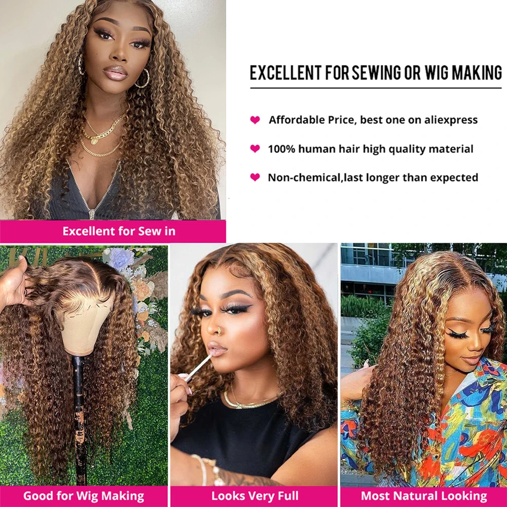 Meetu Curly 5X5 Closure With Bundles P4 27 Highlight Kinky Curly Bundles With Closure 100% Remy Human Hair Bundles With Closure