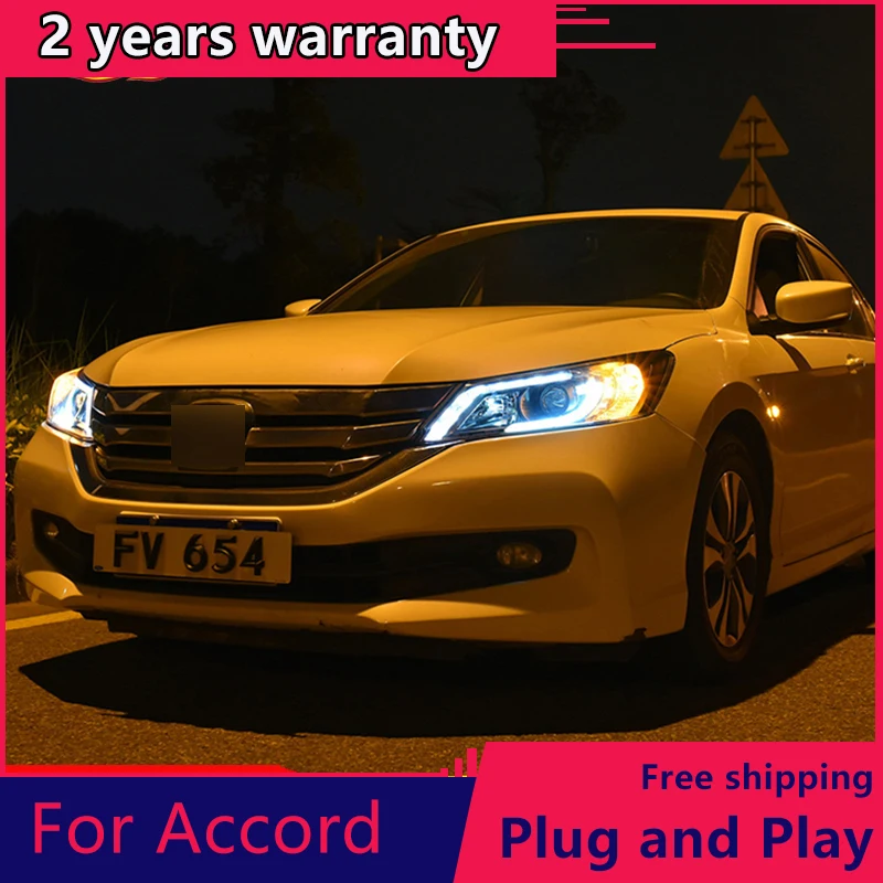 Headlamps for Honda Accord 2013 2014 2015 LED headlight for Accord 9th Gen Bi-Xenon lens plug and play