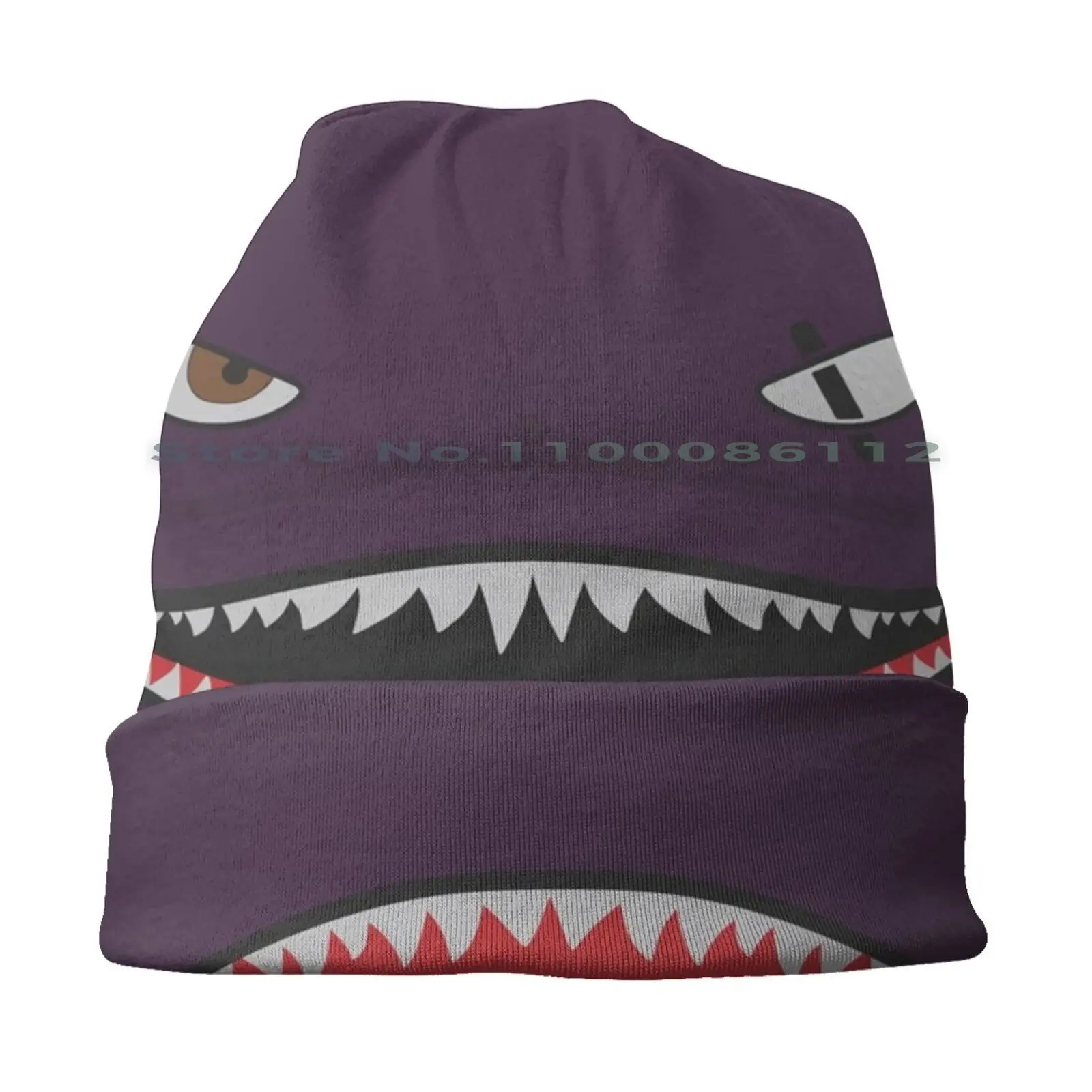 Purple Spitfire Shark Beanies Knit Hat Shark Fighter Plane Ww2 Spitfire Teeth Mouth Brimless Knitted Hat Skullcap Gift Casual