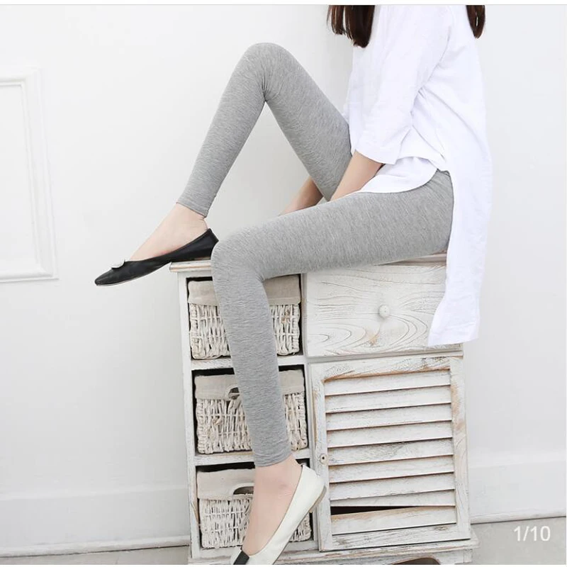 Leggings de couleur unie s-7xl femmes leggings de coton Modal long legging pantalon gris noir blanc 6XL 5XL 4XL 3XL XXL XL L M S