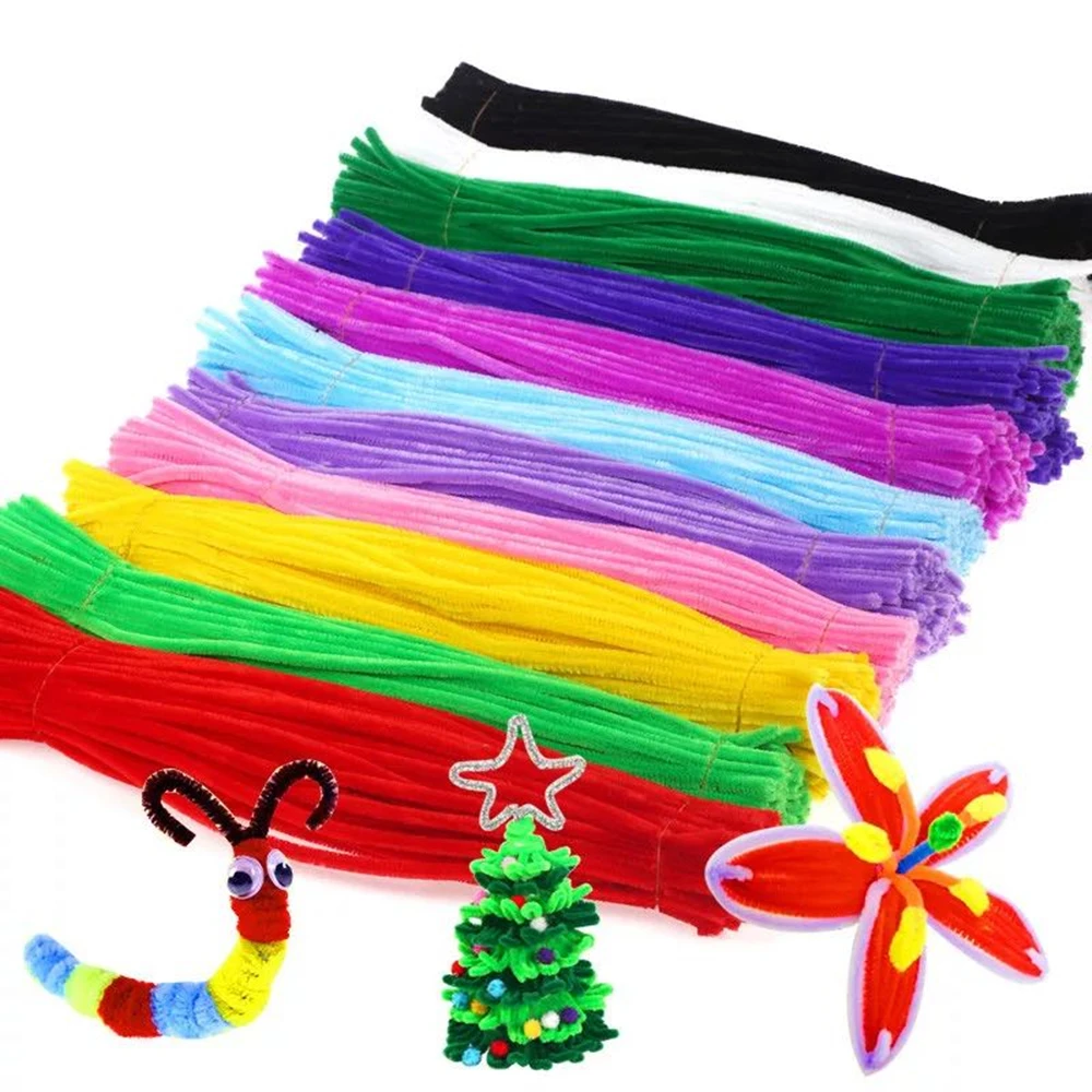 100pcs Kids Creative Colorful Diy Plush Chenille Sticks Chenille Stem Pipe Cleaner Stems Educational Toys Crafts For Children