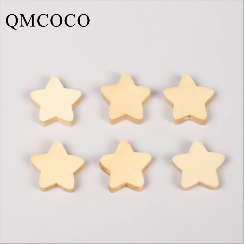 50Pcs/Set Five-Pointed Star Wooden Beads DIY Crafts Jewelry Tools Custom Hemu Loose Beads Home Decorations Baby Toys Accessories