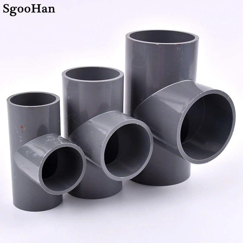 2~20pcs 20~63mm PVC Pipe Equal Tee Connector Garden Irrigation Planting Frame Aquarium Fish Tank Tube Watering Adapter Fittings