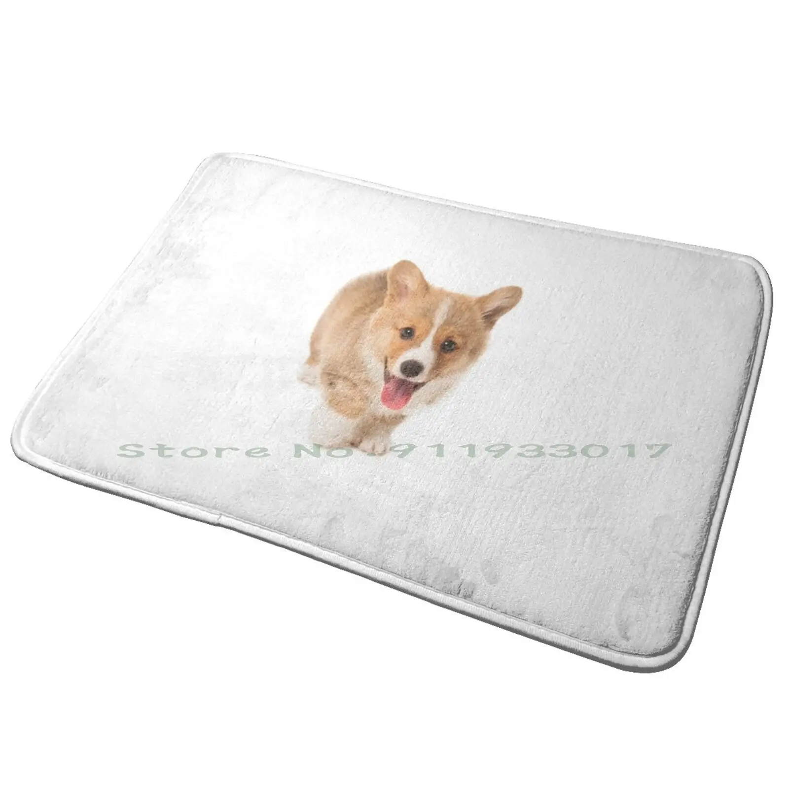 Cute Corgi Puppy Photo Smiling Entrance Door Mat Bath Mat Rug Release The Kraken Hockey Ice Hockey Kraken Hockey Washington