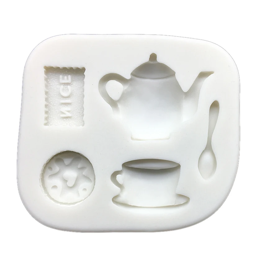 Biscuits Coffee Teapot Silicone Sugarcraft Mold Chocolate Cupcake Baking Fondant Cake Decorating Tools