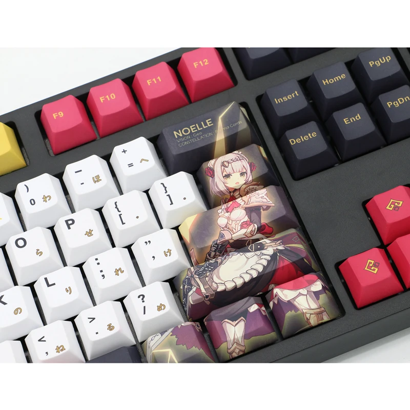 Anime Game Game Impact Maid Noelle Theme Cosplay Mechanical Keyboard Keycaps For 87/104/108 Keys Keyboard Factory Direct Sale