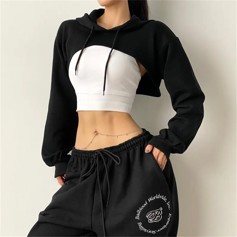 Women Fitness Crop Top  Cotton Sports  Shirts Long Sleeves Hoodie Sweatshirt Gym Workout Yoga T-shirts