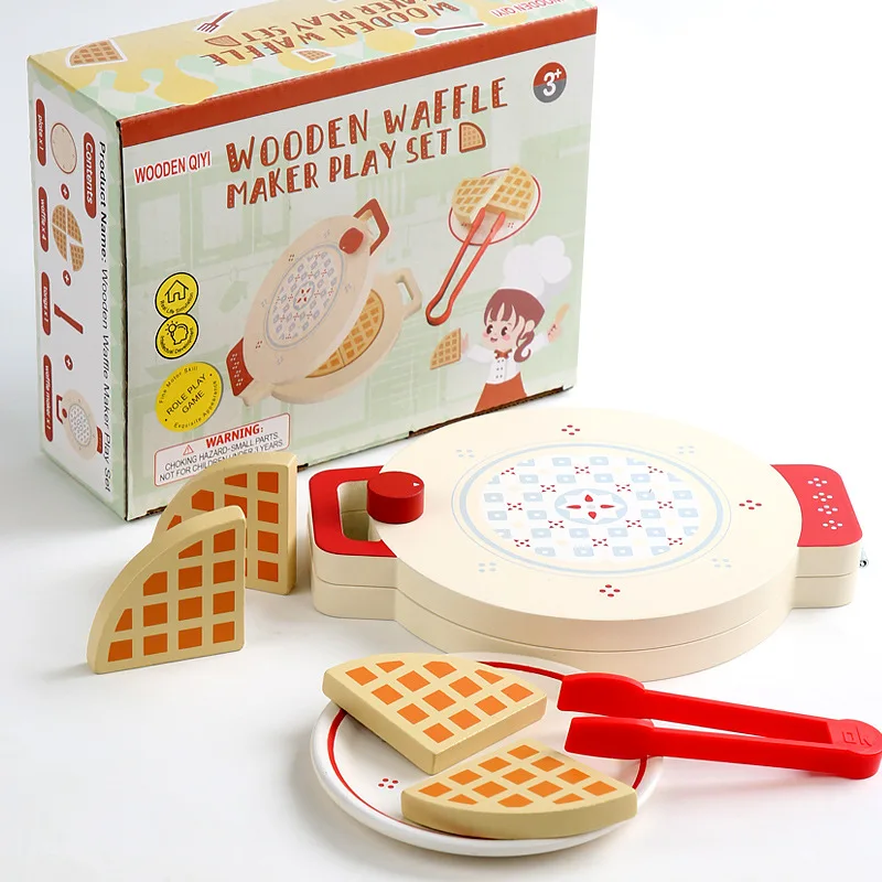 Houten Keuken Pretend Play Set Speelgoed Voor Kinderen Simulatie Ontbijt Koken Machine Blender Fast Food Brood Pizza Koffie Machine