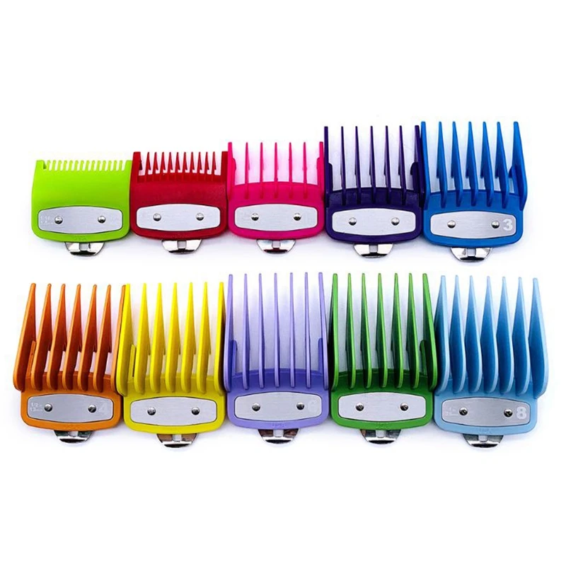 AD-10Pcs for WAHL Colorful Guide Comb Multiple Sizes Metal Limited Combs Hair Clipper Cutting Tool