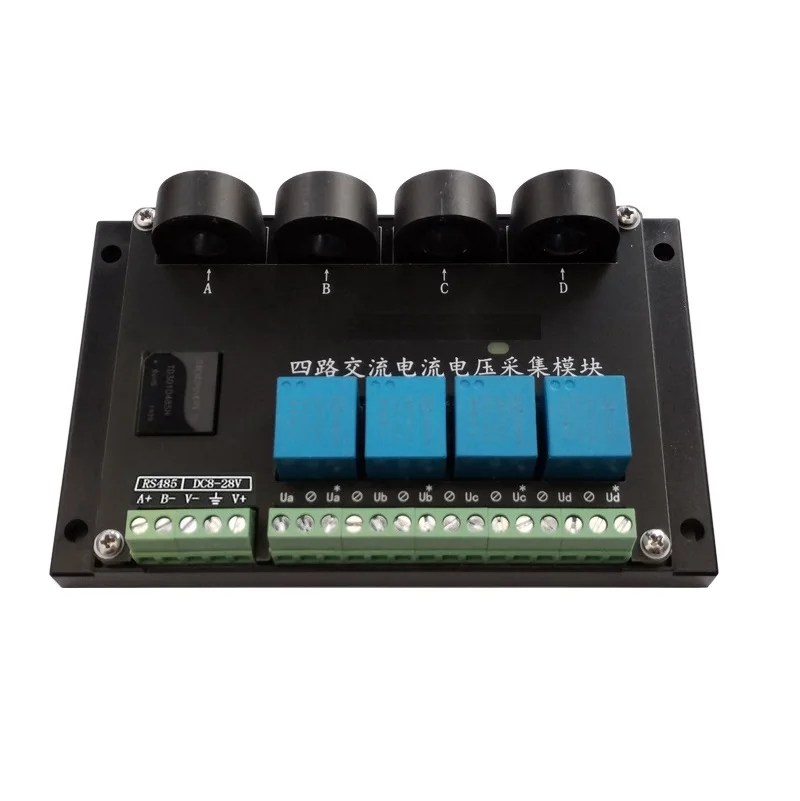 Voltage and power mutual inductance acquisition and measurement sensor module for 4 PLC AC current transmitter