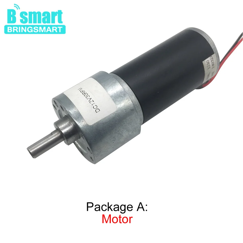 Bringsmart JGB37-3157 Slowdown Motor Large Torque DC Gearbox 12 Volt 24V Tubular Permanent Magnet Electric Motor 9-1280RPM